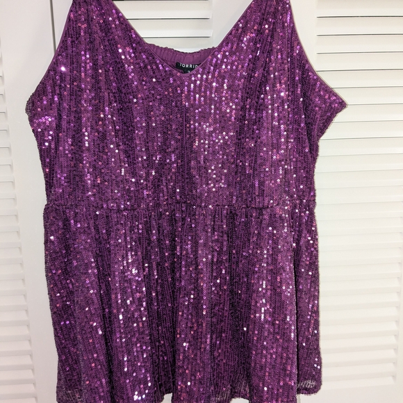 Torrid Purple Sequin V-Neck Tank - Picture 4 of 6